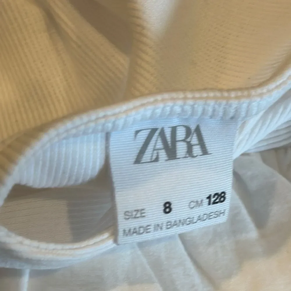 Zara Girls White Ruffle Sleeve Top - Size 8